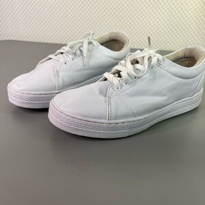 Laforst 3134 Womens Leather‎ Slip Resistant Lace Up Work Flats White Size 9